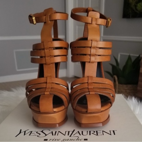 Yves Saint Laurent Tan Strappy Heels - Picture 2 of 5
